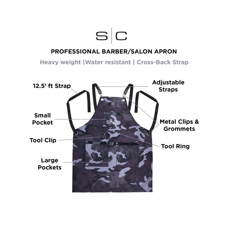 StyleCraft Professional Heavy Weight Black Camo Waterproof Barber/Salon Hair Cutting Apron (SC314B)