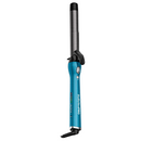 Automatic rotating barrel curling iron with tall black barrel, teal handle and plug