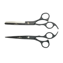 Rolda 7" Right Handed Hair Cutting Scissors & Thinning Shear Set - Black
