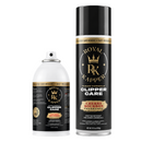 Royal Kapper clipper care spray, large canister and bottle with Cherry Bourbon label