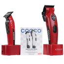 Checker-pattern grip stickers on red clipper handle, with product box packaging