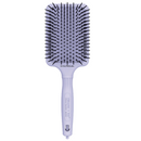 Large lavender paddle hair brush with black bristles and cushioned ball-tipped pins