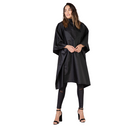 Black chemical cape poncho with wide sleeves and high neckline, loose fit