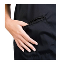 Close-up of dark side pocket with zipper on wrap jacket