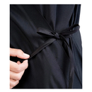 Wrap jacket waist tie with bow detail on dark fabric