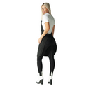 Black stylist apron side view with adjustable waist ties and front pocket
