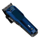 Andis Phenom navy clipper shown diagonally, with cutting blade and illuminated indicator