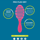 Pink vented hair drying brush with flexible bristle plates and comfort grip handle