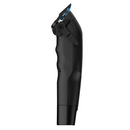 Black cordless clipper with adjustable side detail and blue-tipped blade