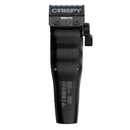 Back view of black cordless hair clipper with blue cutting teeth