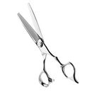 Hair thinning shears with 44-tooth comb blade, polished stainless steel, 6.5"