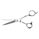 L3VEL3 cutting shears with thumb and finger loops, chrome metal and pointed blades