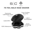 StyleCraft Ace Bald Head 7X Foil Shaver with Supercharged Motor (SC804B)