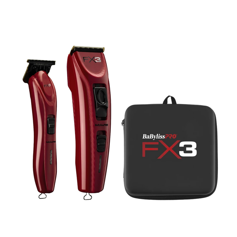 BaBylissPRO FX3 Clipper & Trimmer Value Set w/ Free Travel Case (FXX3C + FXX3T)