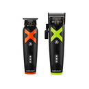 Cordless hair clipper set with orange and neon green clippers