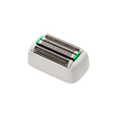 Foil shaver replacement cartridge with metal cutter rollers and green side clips.