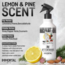 Immortal NYC aftershave spray bottle with black trigger, label shows 06; lemon and pine.