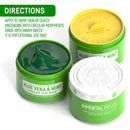 Aloe vera & mint face mask jars, showing green gel in an open container