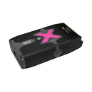 Cordless foil shaver with gold shaving head and pink star accent, angled view