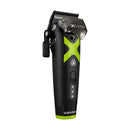 Cordless hair clipper with neon green side graphic and illuminated indicator