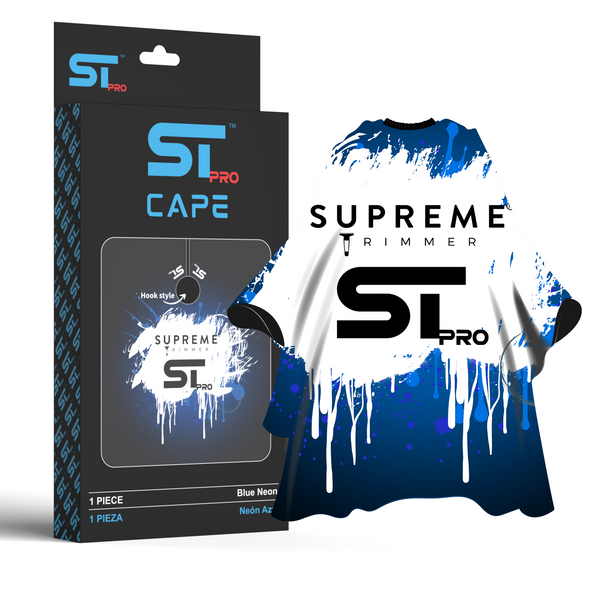 Supreme Trimmer Premium Hair Cutting Barber Cape w/ Hook Clip - Blue Neon