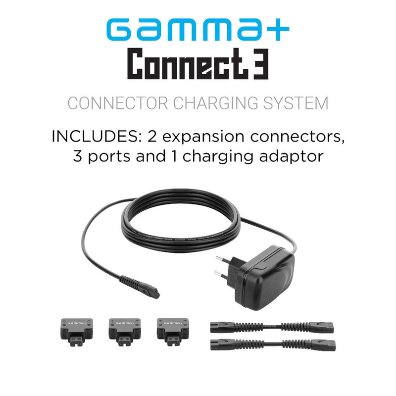 Gamma+ Barberhood Connect 3 Charging System w/ 2 Expansion Cords & Adapter (GP314B)