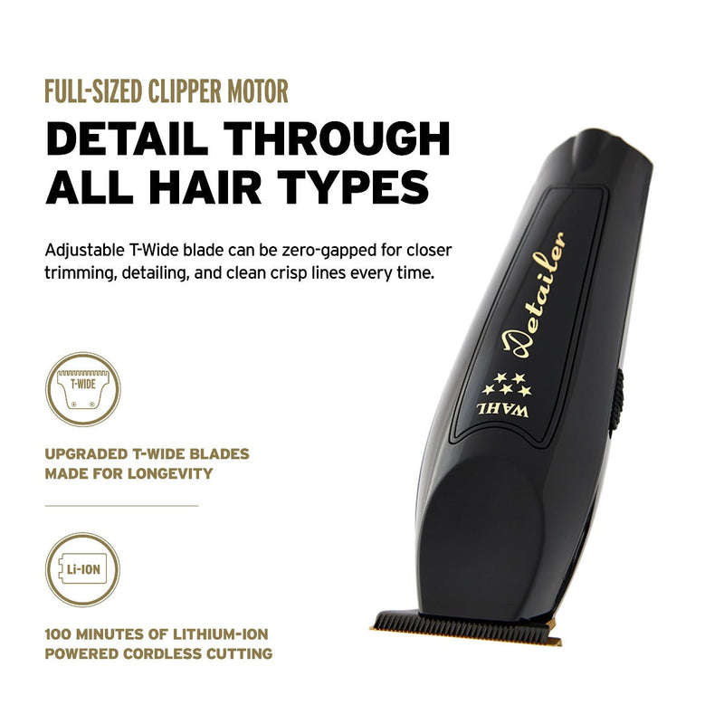  Wahl Professional - 5-Star Series Cordless Detailer Li  Extremely Close Trimming, Crisp Clean Line, Extended Blade Cutting, 100  Minute Run Time for Professional Barbers - Model 8171 : Beauty & Personal  Care