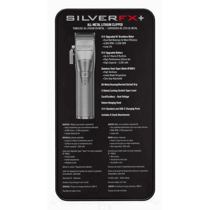 BaBylissPRO SilverFX+ Cordless Clipper (FX870NS) [NEW UPGRADE]