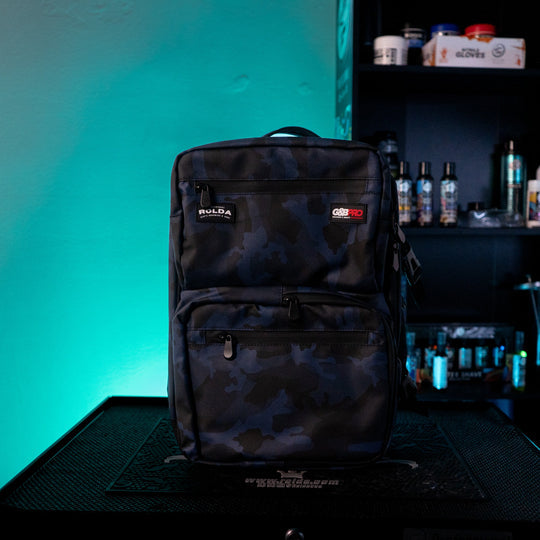 Rolda Blue Camo Mobile Station Mid-Size Barber Backpack w/ Black Zippers (223120)