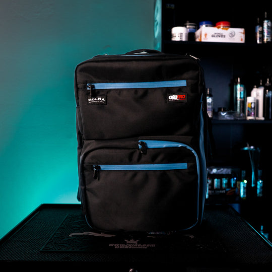 Rolda Black Mobile Station Full Size Barber Backpack w/ Dynamic Blue Zippers