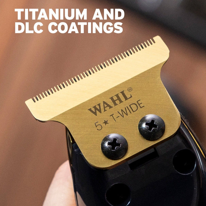 Wahl Professional 5 Star DLC/Titanium T-Wide Gold Plated Blade Set (2215-700)
