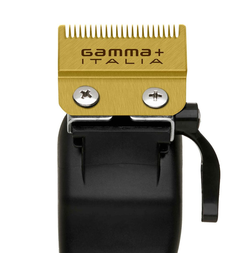 Gamma+ Fixed Gold Titanium Fade Replacement Clipper Blade w/ Moving Gold Titanium Slim Tooth Cutter Set (GP521G)