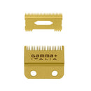 Gamma+ Fixed Gold Titanium Fade Replacement Clipper Blade w/ Moving Gold Titanium Slim Tooth Cutter Set (GP521G)