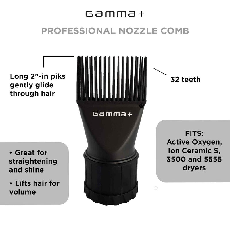 Gamma+ Professional Nozzle Comb Attachment for Hair Dryers