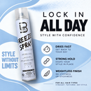 L3VEL3 Freeze Hair Spray aerosol can with black cap, front label visible