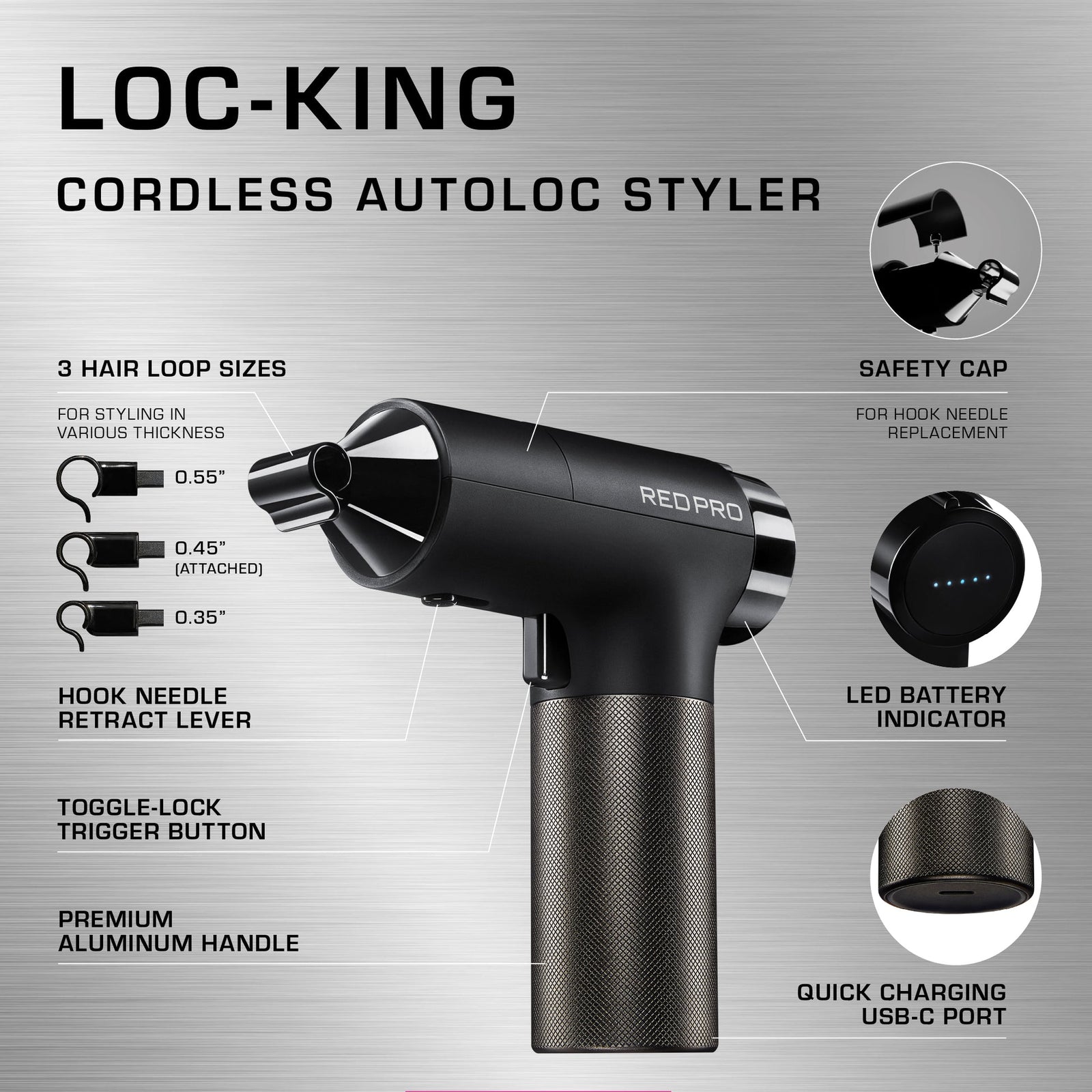Red Pro Loc-King Cordless Auto Loc Styler