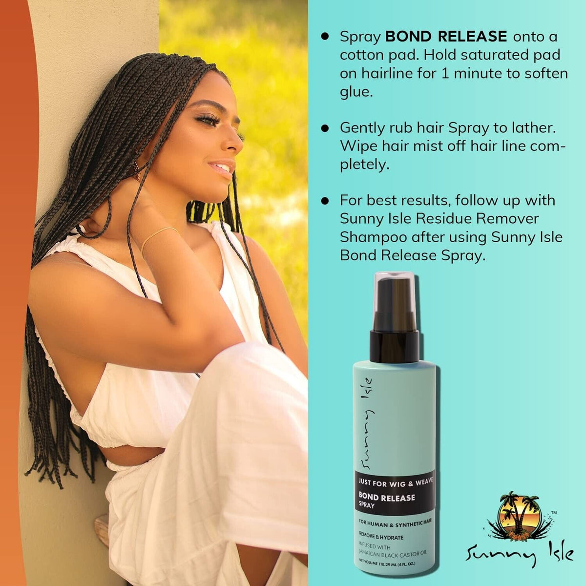 Sunny Isle Just for Wig, Weave, Braid Extensions Bond Release Spray