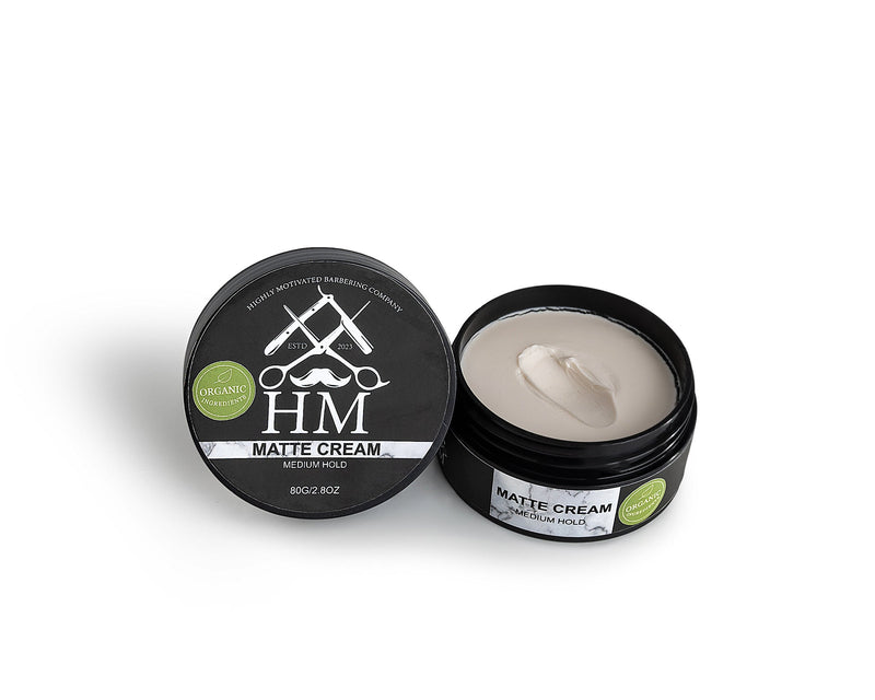 HM Barbering Co. 100% Organic Medium Hold Matte Hair Cream (80g/2.8oz)