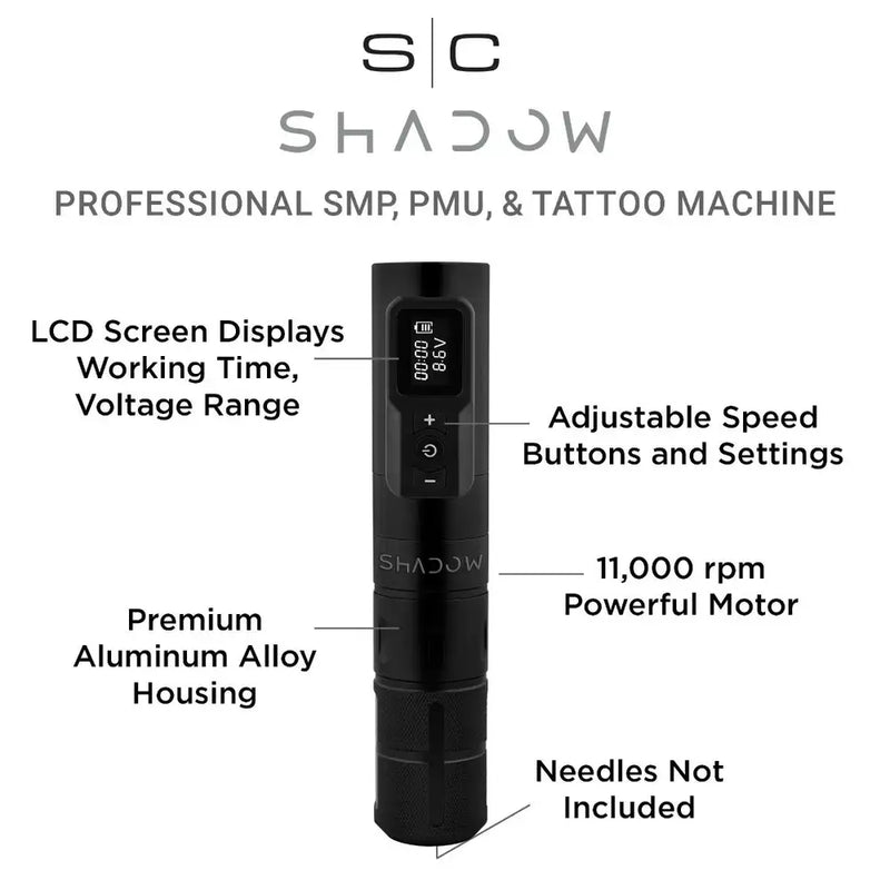StyleCraft Shadow Professional 3-In-1 SMP/PMU Tattoo Machine w/ LCD Display