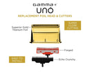 Gamma+ Gold Titanium Single Foil Replacement Head & Forged Cutters for Uno Shaver (GP554G)