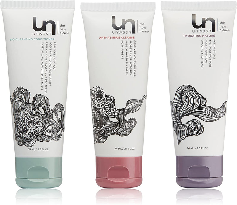 Unwash Try Me Co-Washing Kit: Travel Size Professional Co-Wash Cleansing Hair Care System (75ml/2.5 oz)