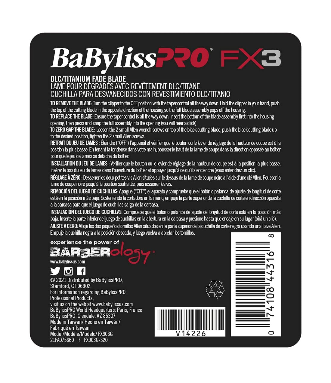 BaBylissPRO DLC/Titanium Fade Blade for FX3 Clipper (FX903G)