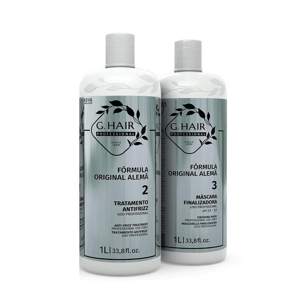 G.HAIR Original German Formula Keratin Smoothing Treatment - STEP 2+3 ONLY (2x1L/33.8oz) - DOES NOT INCLUDE STEP 1
