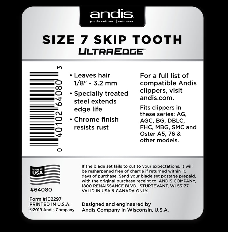Andis Ultra Edge Detachable Skip Tooth Blade - Size 7 (64080)
