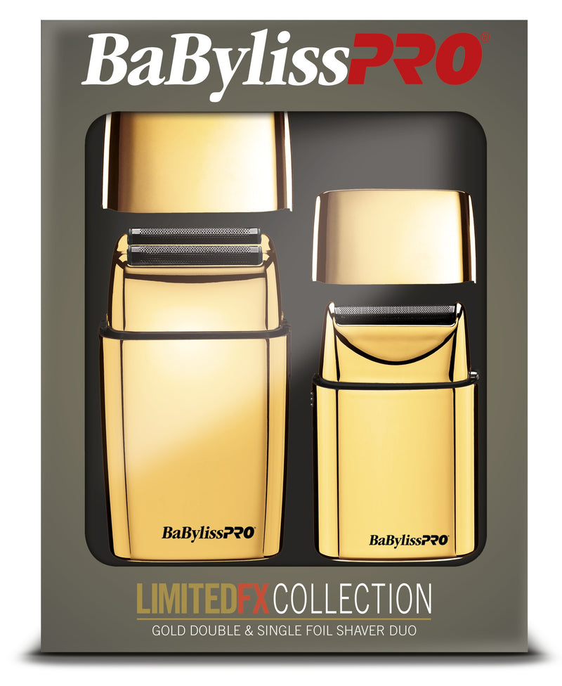 BaByliss PRO Gold FX Collection Metal Cordless Single & Double Foil Shaver Set (FXFSHOLPK2GB)