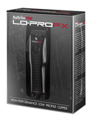 BaBylissPRO LO-PROFX hair clipper retail box with product window and side text