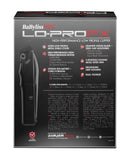 Low profile hair clipper retail box back panel with specification text and diagrams