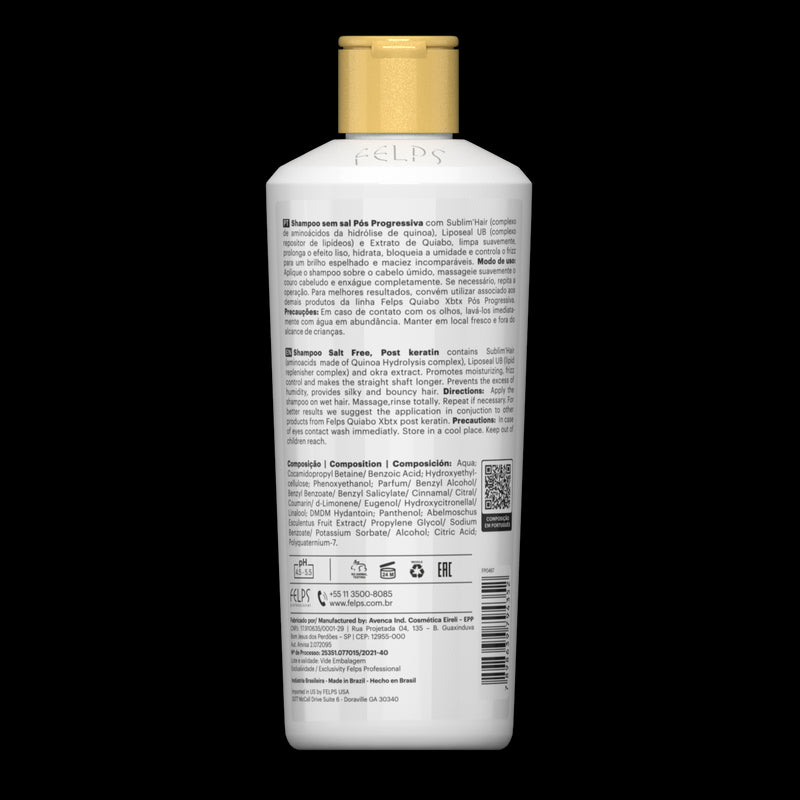 Felps Quiabo XBTX Post-Keratin Sulfate-Free Shampoo (250ml/8.45oz)
