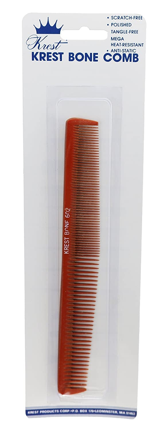 Krest Heat-Resistant Dual-Tapering Barber Bone Comb - 7 1/4" (No. 602)