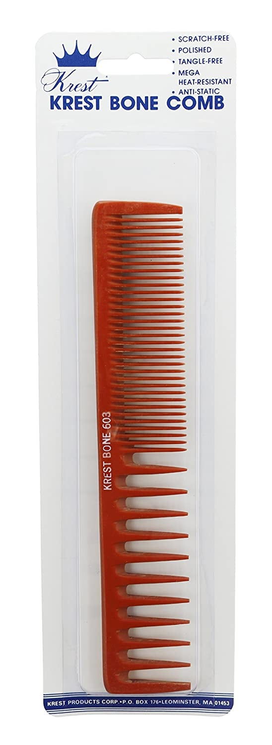 Krest Heat-Resistant 7 1/4" Space-Teeth Finger Waving Bone Comb (No. 603)